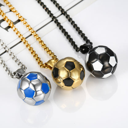 Men's Hipster Sports Stainless Steel Ornament Football Necklaces