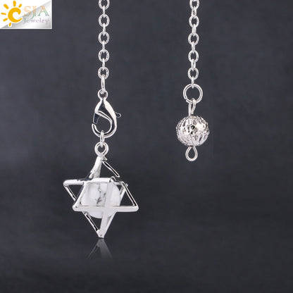 Metal Six-pointed Star Pendulum Natural Crystal Stone Beads Pendants