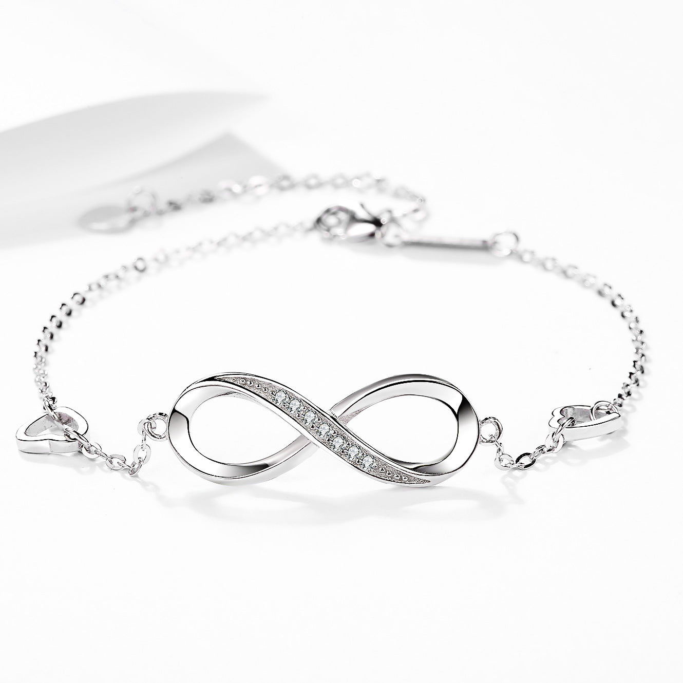 Sier Inlaid Zircon Infinite Heart Female Bracelets