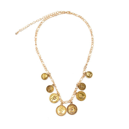 Ornament Trendy Simple Portrait Carved Coin Necklaces