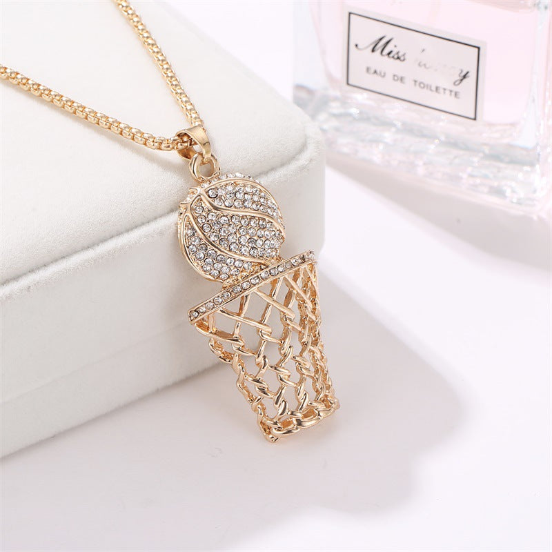 Men's Basketball Hoop Alloy Female Creative Hip Hop Necklaces