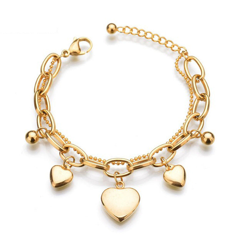 Women's Bohemian Fashion Stainless Steel Love Heart Bracelets