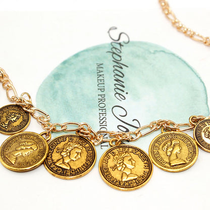 Ornament Trendy Simple Portrait Carved Coin Necklaces