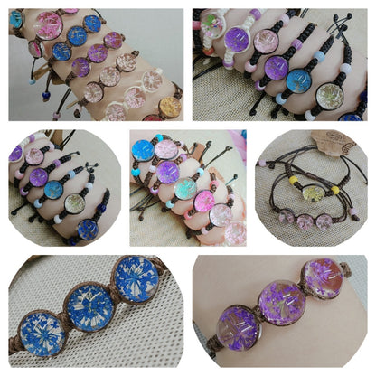 Dried Flower Crystal Glass Ball Hand-woven Tourist Bracelets
