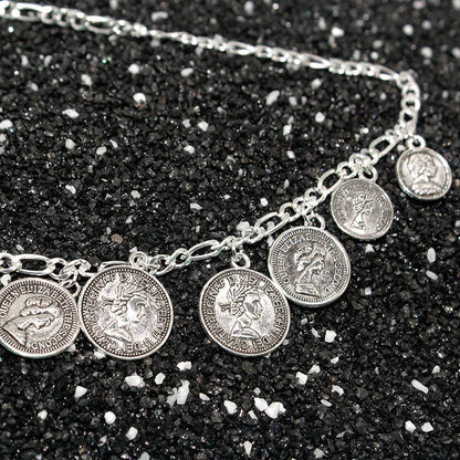 Ornament Trendy Simple Portrait Carved Coin Necklaces