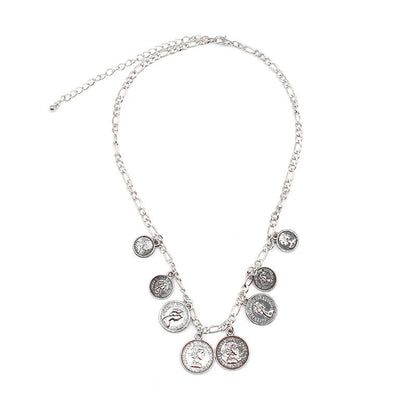 Ornament Trendy Simple Portrait Carved Coin Necklaces
