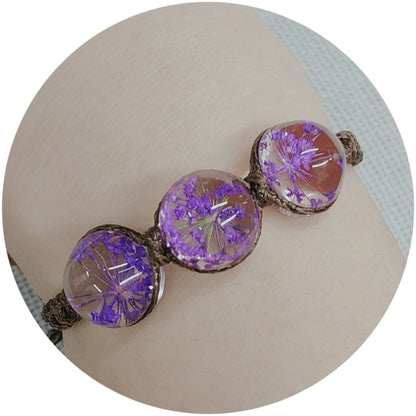 Dried Flower Crystal Glass Ball Hand-woven Tourist Bracelets