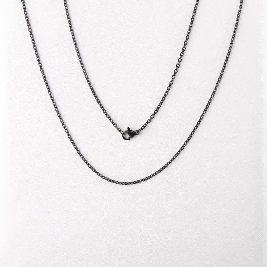 Plating Stainless Steel Chain Black Square Necklaces
