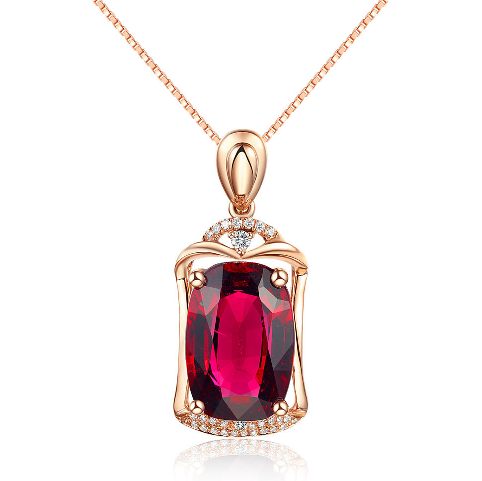 Korean Plated Rose Gold Tourmaline Ruby Temperament Pendants