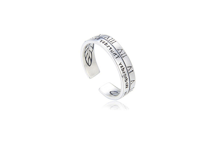 Roman Digital Retro Fashion Personality Thai Rings