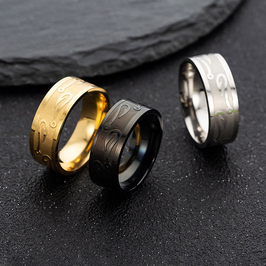 Men's Stainless Steel Fishhook Personality Simple Titanium Rings