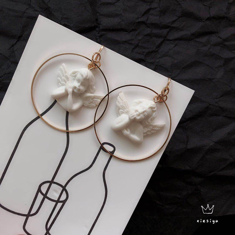 Design Cupid Archery Angel Plaster Asymmetric Earrings