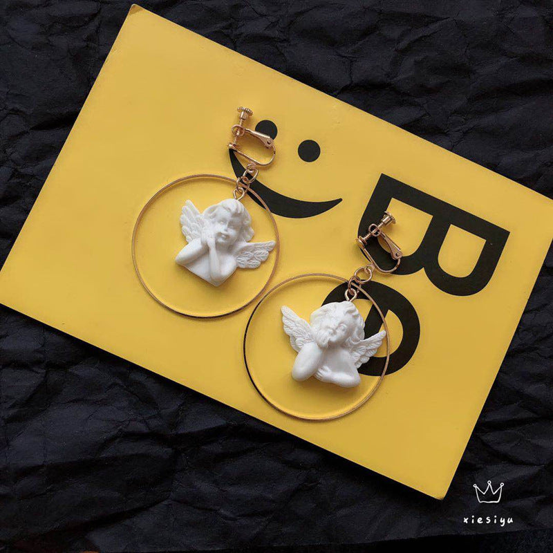Design Cupid Archery Angel Plaster Asymmetric Earrings