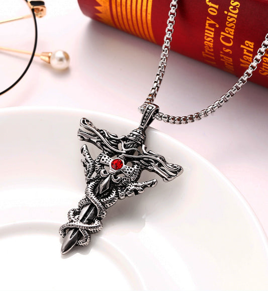 Dragon Plate Sword Inlaid Jewel Personal Accessories Necklaces