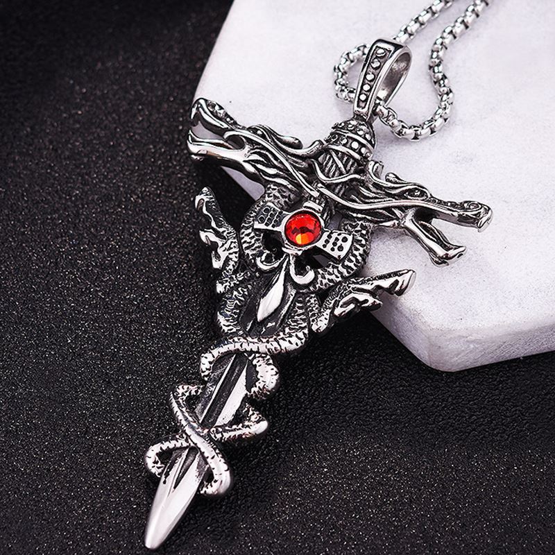 Dragon Plate Sword Inlaid Jewel Personal Accessories Necklaces