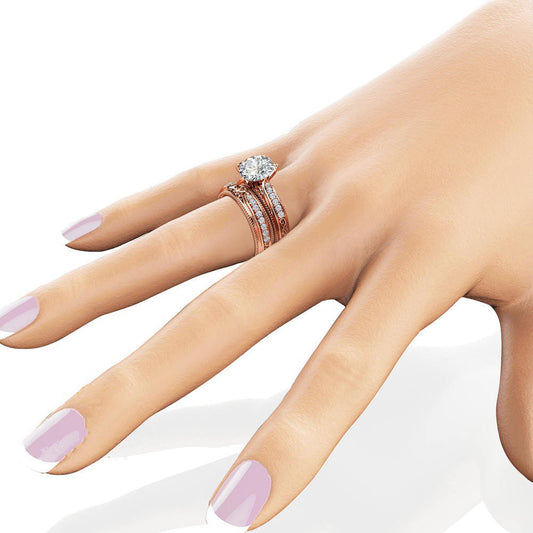 Women's Rose Gold Vintage Inlaid Zircon Engagement Rings
