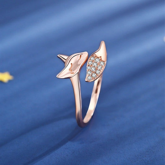 Women's Cute Rose Foxer Shaped Animal Micro Rings