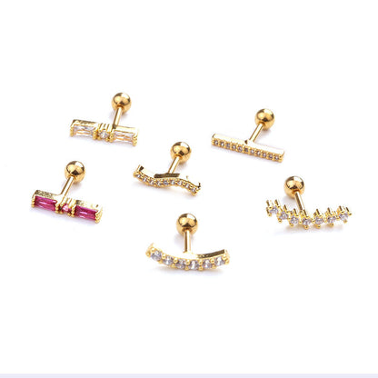 Personality Creative Rectangle Ear Bone Micro Stainless Earrings