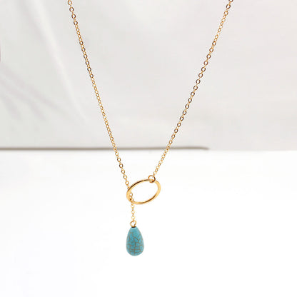 Women's Ornament Fashion Turquoise Circle For Simple Necklaces