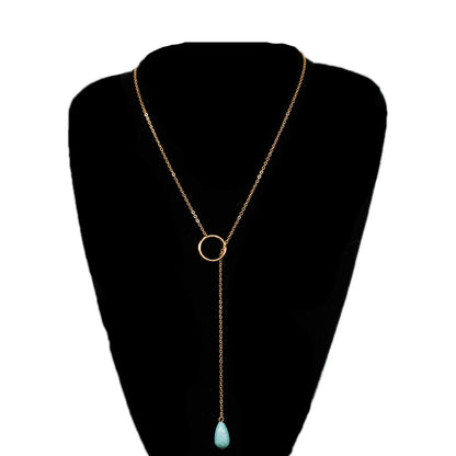 Women's Ornament Fashion Turquoise Circle For Simple Necklaces