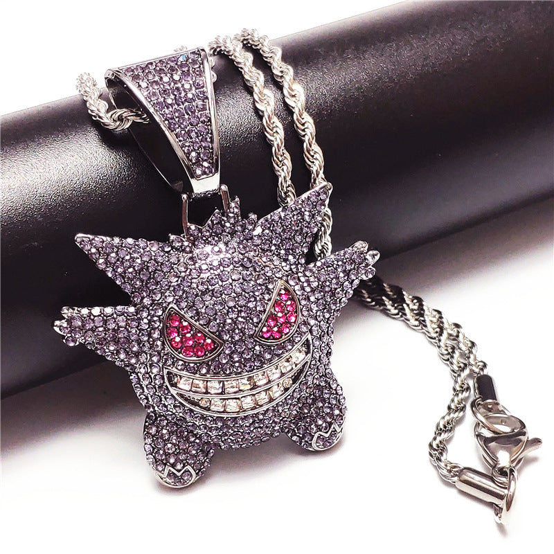 Gray Wolf Cartoon Purple Color Zircon Necklaces