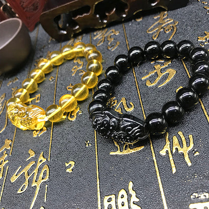 Stall Obsidian Pi Imitation Citrine Glass Bracelets