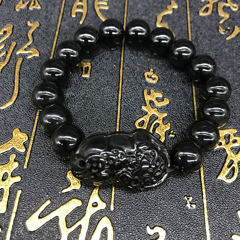 Stall Obsidian Pi Imitation Citrine Glass Bracelets