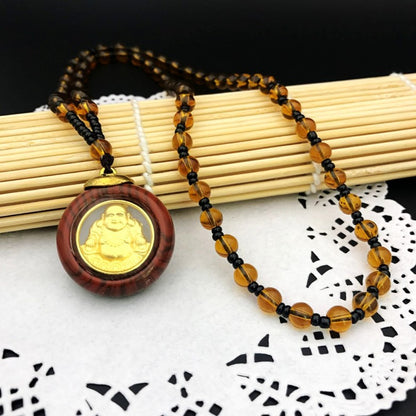 Women's & Men's Double-sided Statue Female Peach Wood Gold Necklaces