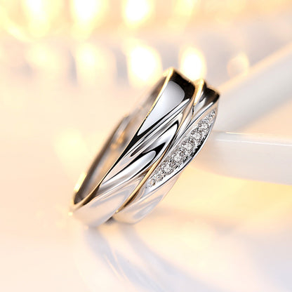 Women's & Men's Sterling Sier Light Wave Couple Korean Style Simple Rings