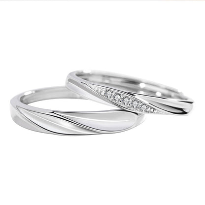 Women's & Men's Sterling Sier Light Wave Couple Korean Style Simple Rings