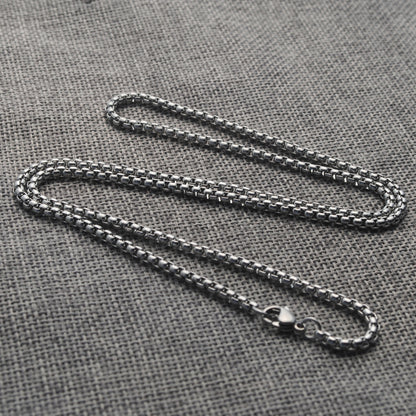 Women's & Men's Steel Square Pearl Titanium Ornament Chain Necklaces