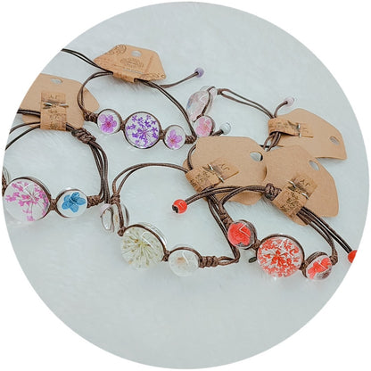 Dried Flower Crystal Glass Ball Hand-woven Tourist Bracelets