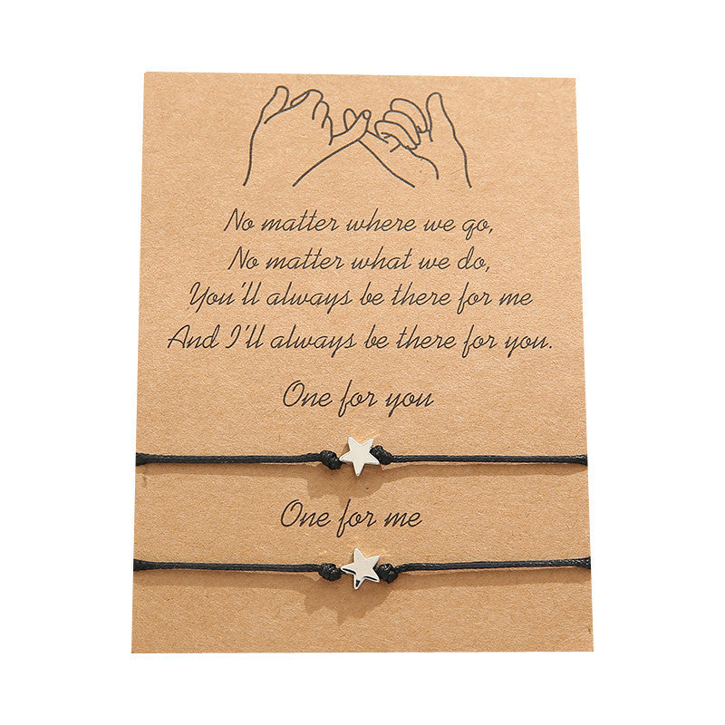 Couple Simple Five-pointed Star Wax Line Bracelets