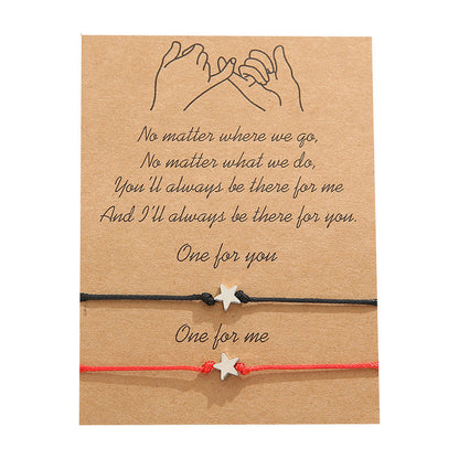 Couple Simple Five-pointed Star Wax Line Bracelets