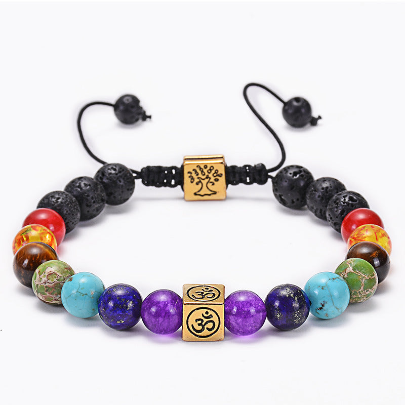 Agate Frosted Volcanic Stone Colorful Yoga Bracelets