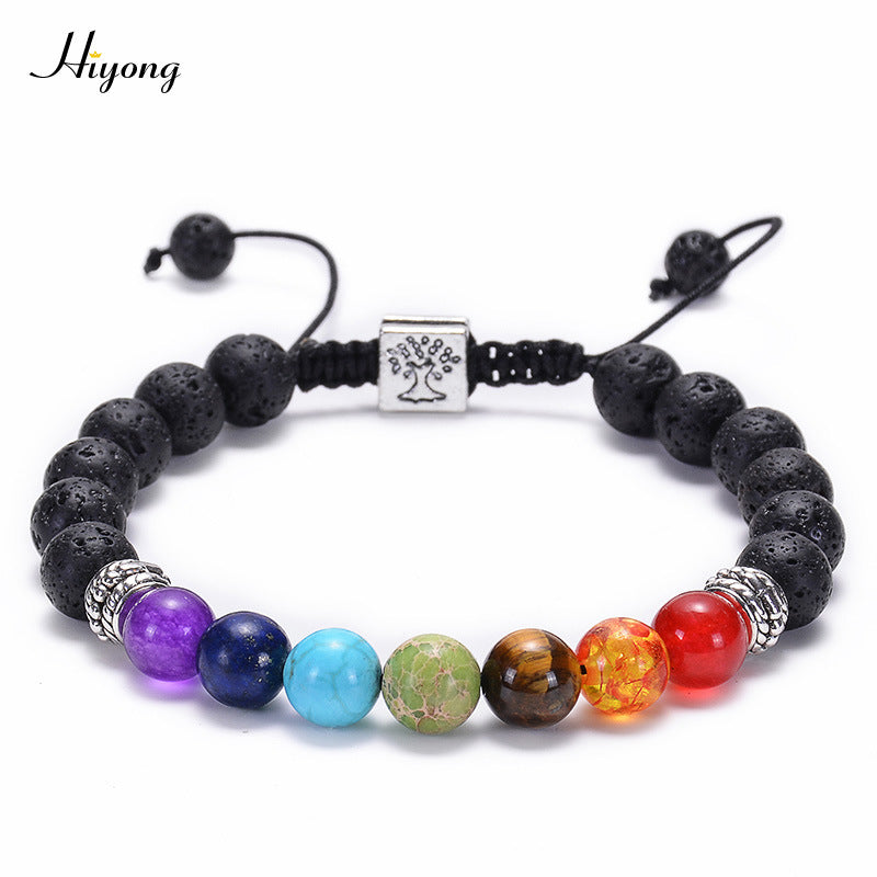 Agate Frosted Volcanic Stone Colorful Yoga Bracelets