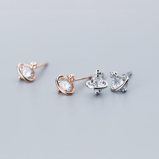 Sterling Sier Small Universe Shape Three-dimensional Beautiful Earrings