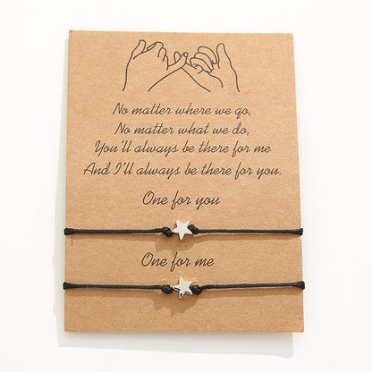 Couple Simple Five-pointed Star Wax Line Bracelets