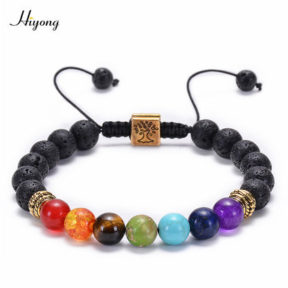 Agate Frosted Volcanic Stone Colorful Yoga Bracelets