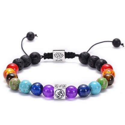 Agate Frosted Volcanic Stone Colorful Yoga Bracelets