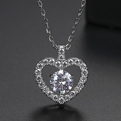 Gift Zircon Heart Shape Peach Clavicle Necklaces