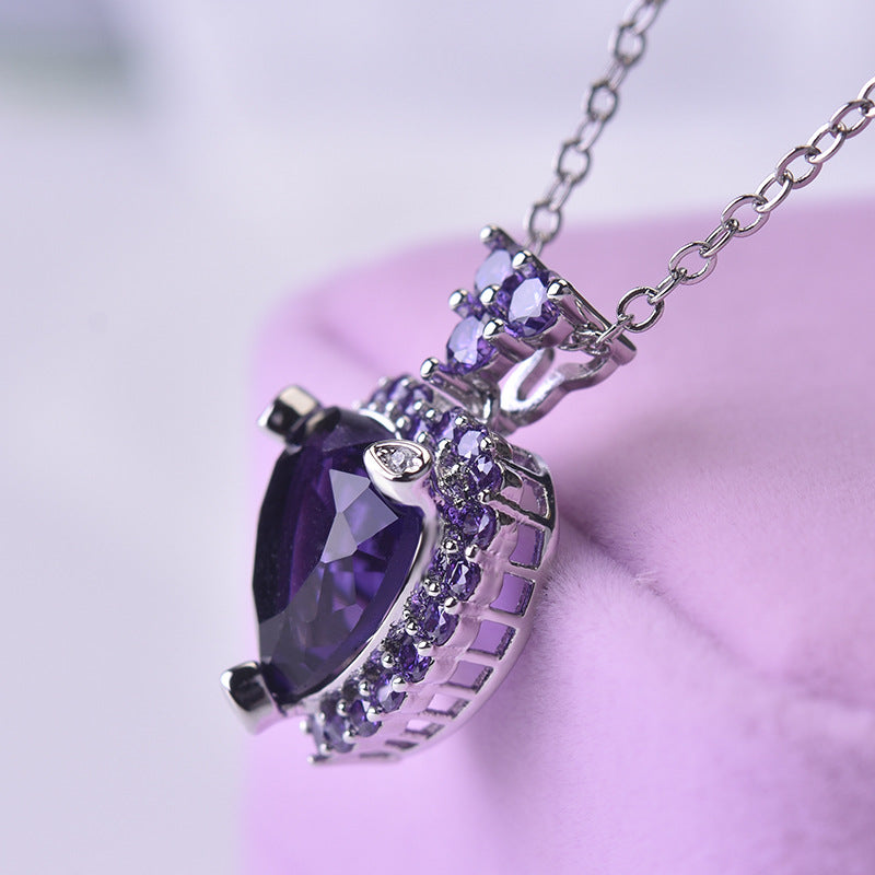 Fashion Innovative Slouchy Luxury Amethyst Heart-shaped Pendants