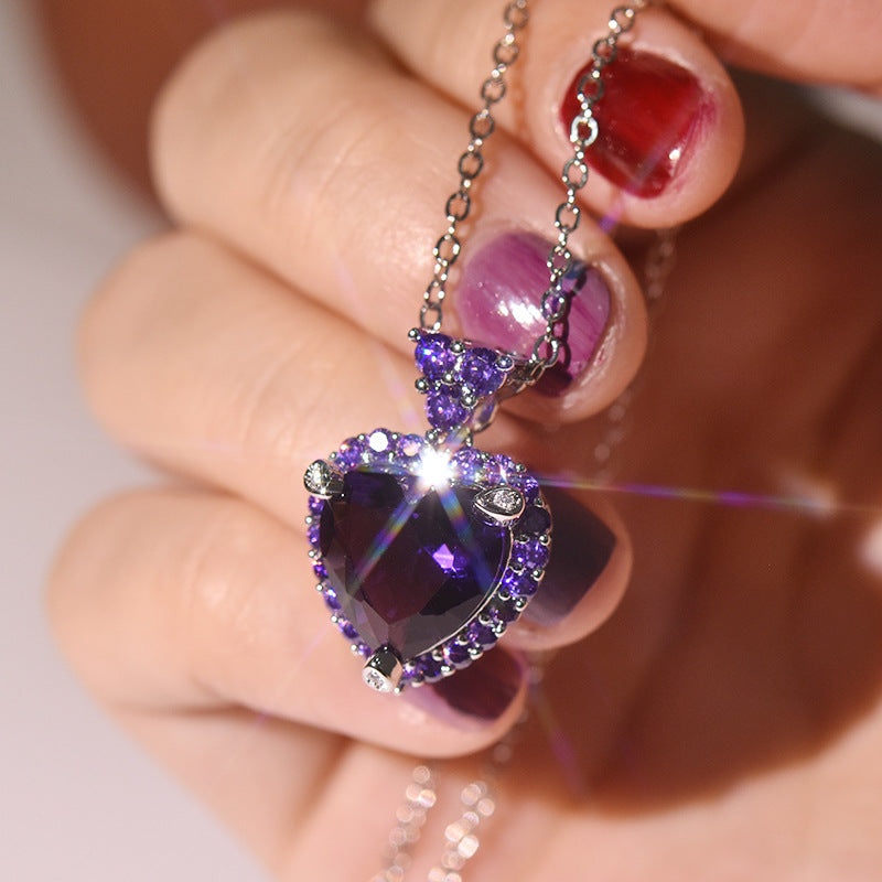 Fashion Innovative Slouchy Luxury Amethyst Heart-shaped Pendants