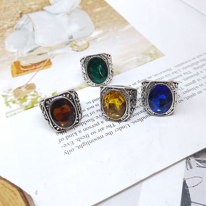 Elegant Mixed Glass Crystal Gem Stall Rings