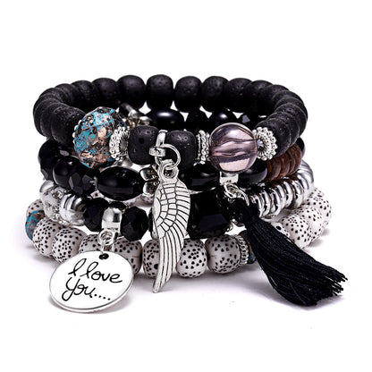 Charming Unique Wings Tassel Beads Suit Bracelets