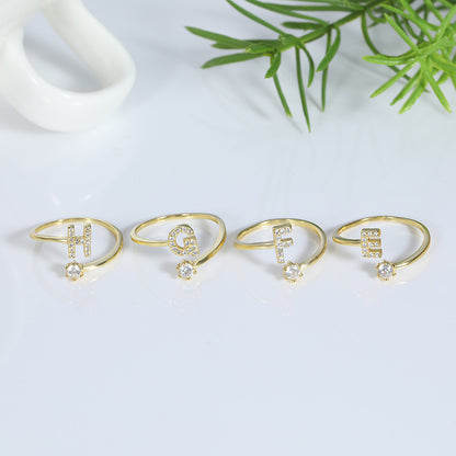 Simple Fashion English Letters Adjustable Mouth Gold-plated Rings