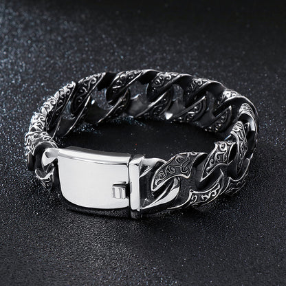 Men's Personalized Titanium Steel Buckle Pattern Fashion Bracelets