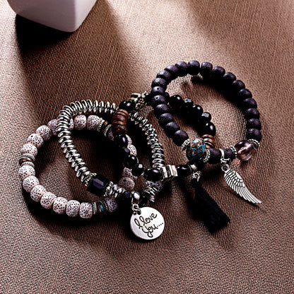 Charming Unique Wings Tassel Beads Suit Bracelets