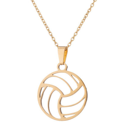 Sports Accessories Simple Volleyball Stainless Steel Necklaces