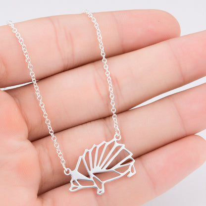 Women's Geometry Origami Stainless Steel Hedgehog Owl Necklaces